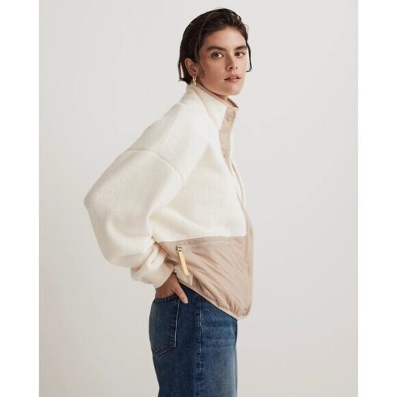 Madewell MWL (Re)sourced Sherpa Snap-Front Jacket NWT Size Small - Picture 2 of 6